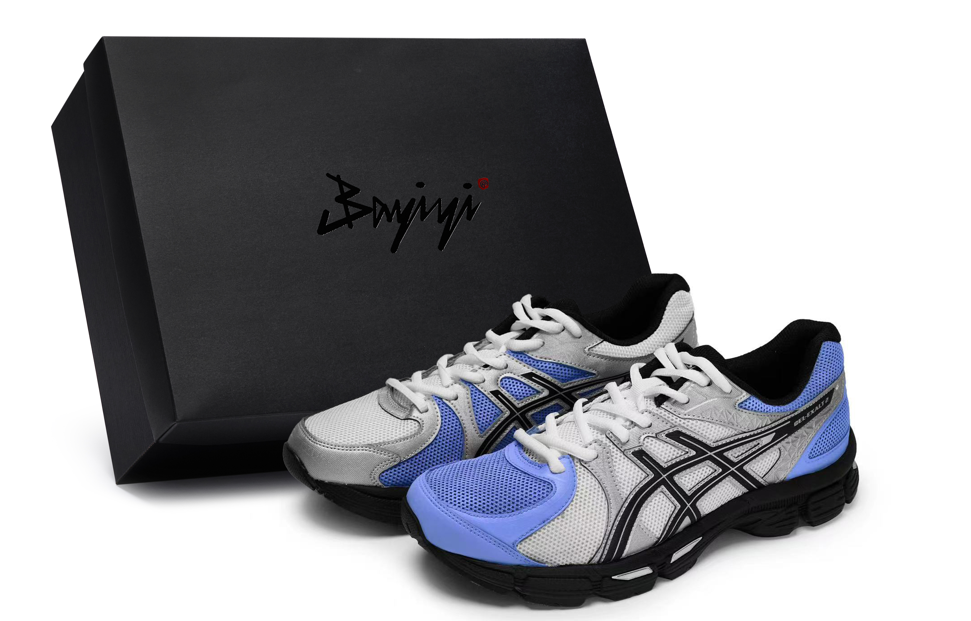 Asics Gel Exalt 2 Cushioning, Wear Resistant Low top Running Shoes Men’s Black Silver Blue