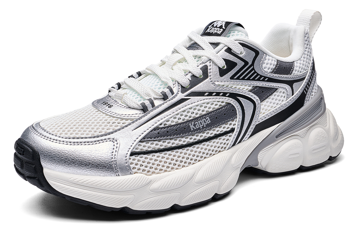 Kappa Slip Resistant Abrasion Resistant Low top Running Shoes Unisex White Silver Gray
