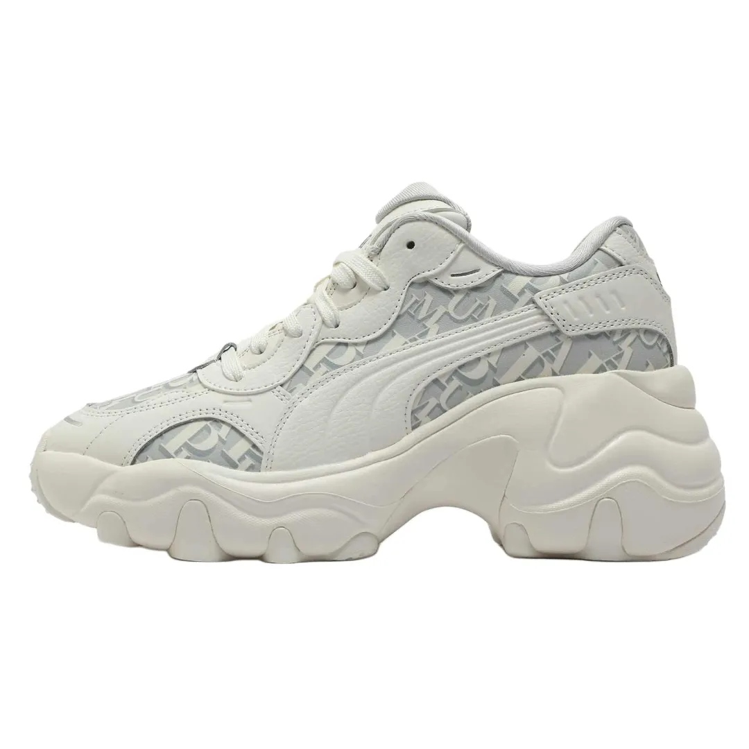 PUMA Pulsar Wedge Wear resistant And Lightweight Low top Chunky Sneakers Women's White Gray Silver