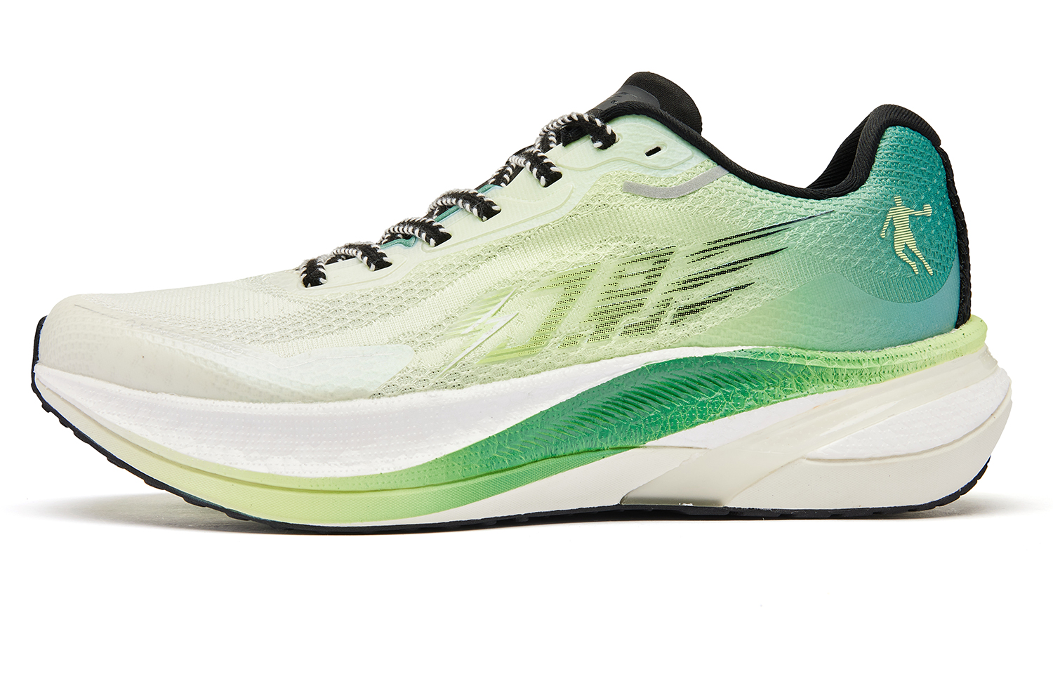 QIAODAN Cushioning Slip Resistant Abrasion Resistant Low top Rubber Outsole Sprint Running Shoes Men’s Shimmer Green