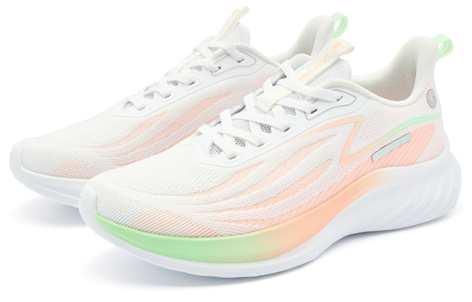 QIAODAN Cushioning Slip Resistant Abrasion Resistant Low top Casual Running Shoes Women’s White Orange