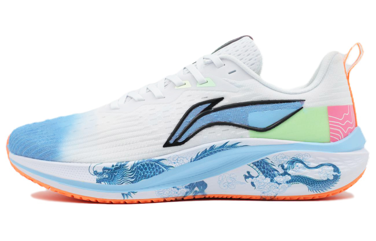 Li Ning Cushioning Slip Resistant Abrasion Resistant Low top Running Shoes Men’s Blue Pink
