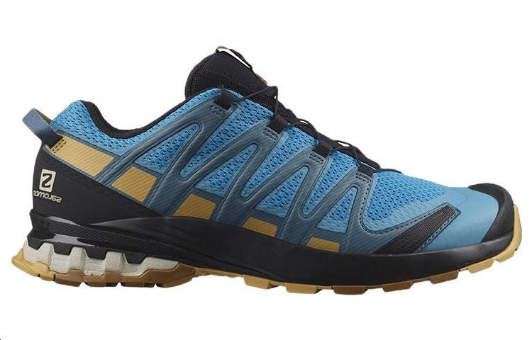 SALOMON XA Pro 3D V8 Mesh, Textile, Leather Abrasion Resistant Low top Running Shoes Men’s Blue Black
