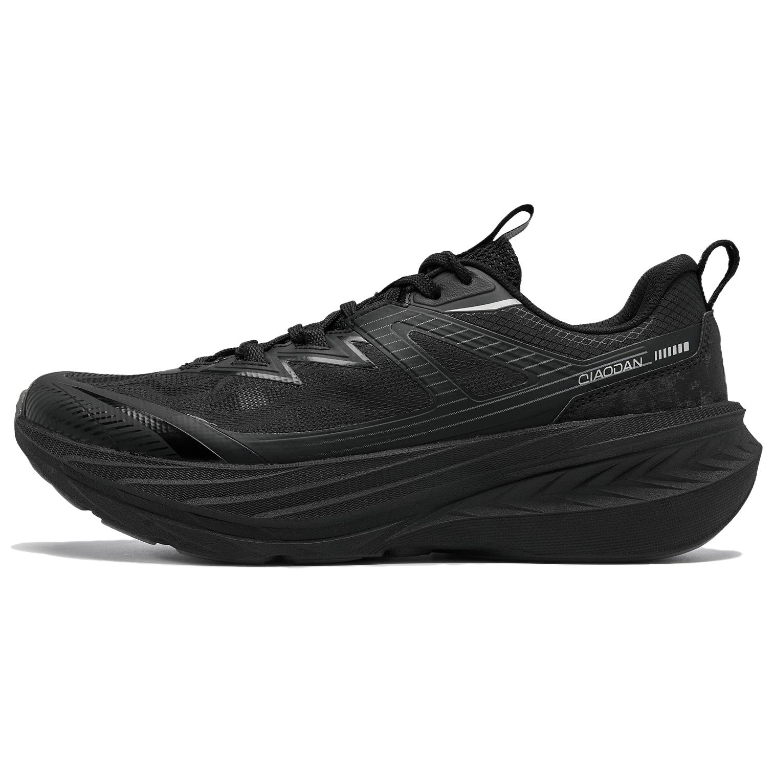 QIAODAN Cushioning Slip Resistant Abrasion Resistant Low top Trail Running Shoes Men’s Black Liquid Silver