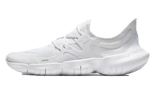 Nike Free RN 5.0 barefoot feel non-slip lightweight low-top casual running shoes men's pure white