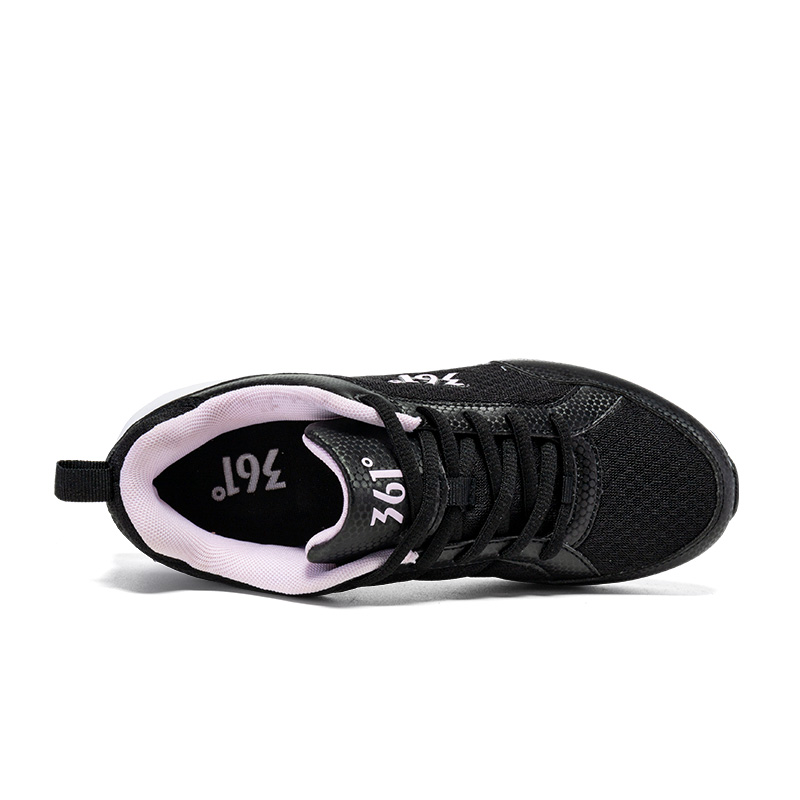 361° Cushioning Breathable Lightweight Low top Casual Running Shoes Women’s Obsidian Black Pure White Pink