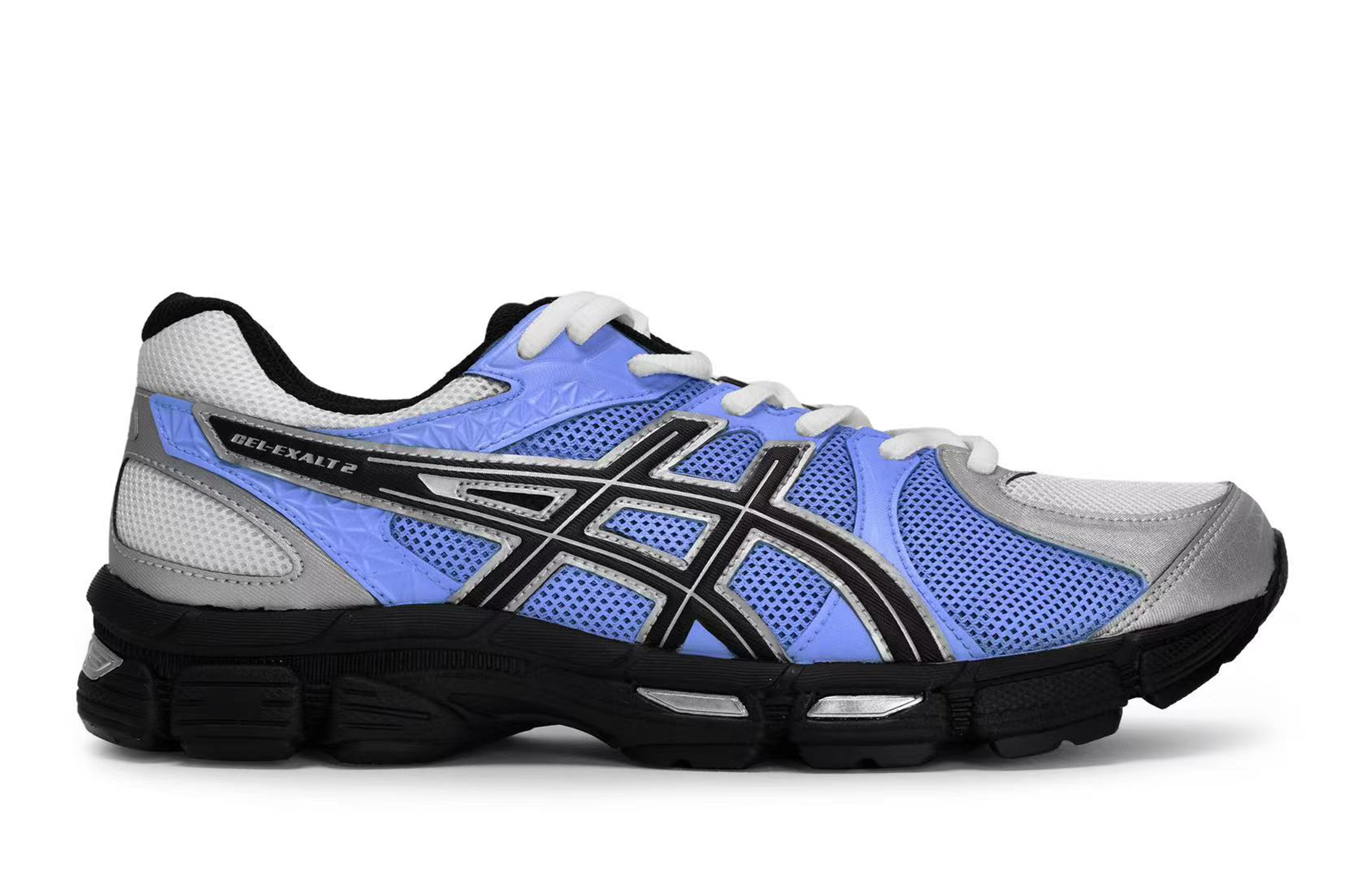 Asics Gel Exalt 2 Cushioning, Wear Resistant Low top Running Shoes Men’s Black Silver Blue