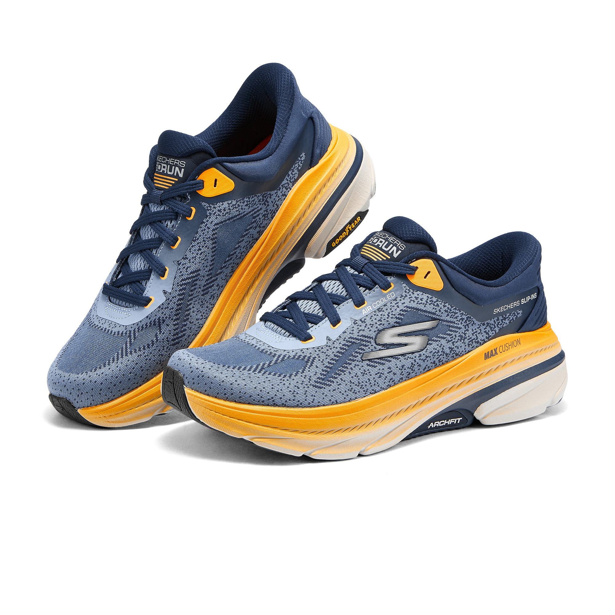 Skechers MAX CUSHIONINGARCHFIT 2.0 Mesh Low top Running Shoes Men’s Blue