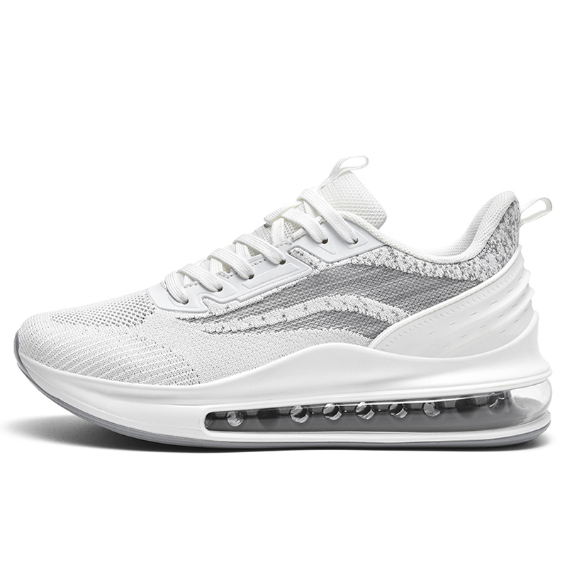 MEKY Cushioning Slip Resistant Abrasion Resistant Low top Running Shoes Men’s White Light Gray