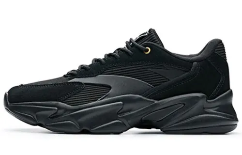 Anta Synthetic Leather Cushioning Slip Resistant Low top Running Shoes Men's Black