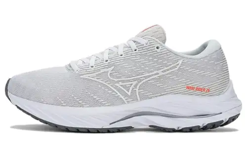 Mizuno Wave Rider 26 Fabric Cushioning, Wear Resistant Low top Carbon Plate Casual Running Shoes Women's White