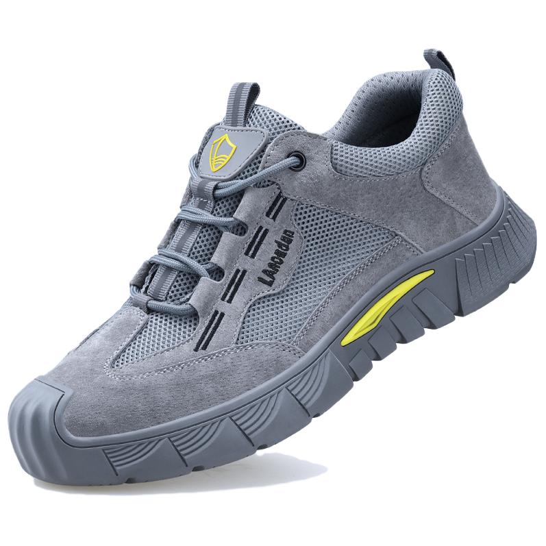 LANOUDUN Safety Shoes For Men Abrasion Resistant, Breathable, Impact Resistant Low top Outdoor Shoes Unisex Gray