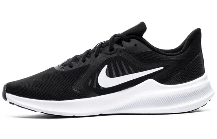 Nike Downshifter 10 Fabric Slip Resistant Abrasion Resistant Low top Running Shoes Men's Black White