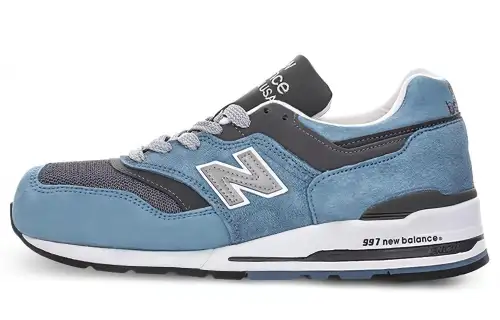 New Balance NB 997 round toe lace-up low-cut casual running shoes for men and women, ice blue