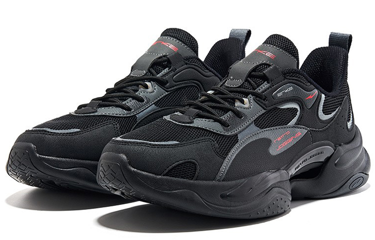Erke Lightweight Cushioning Slip Resistant Abrasion Resistant Low top Running Shoes Men’s Black