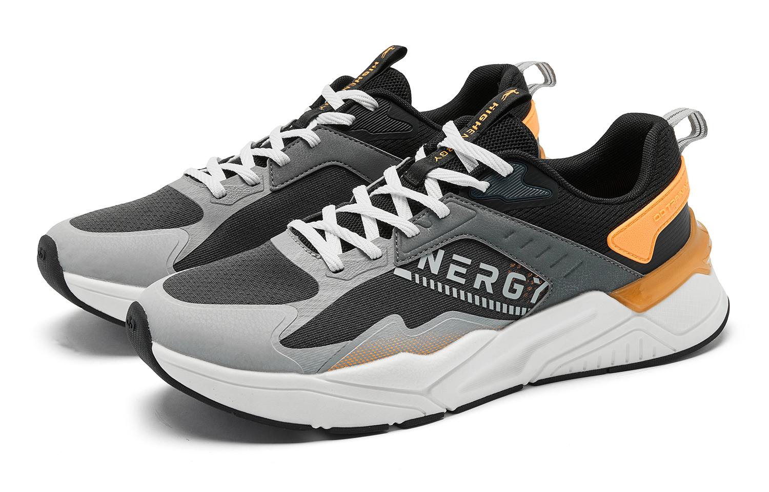 QIAODAN Comfortable Slip Resistant Low top Running Shoes Men’s Black Orange