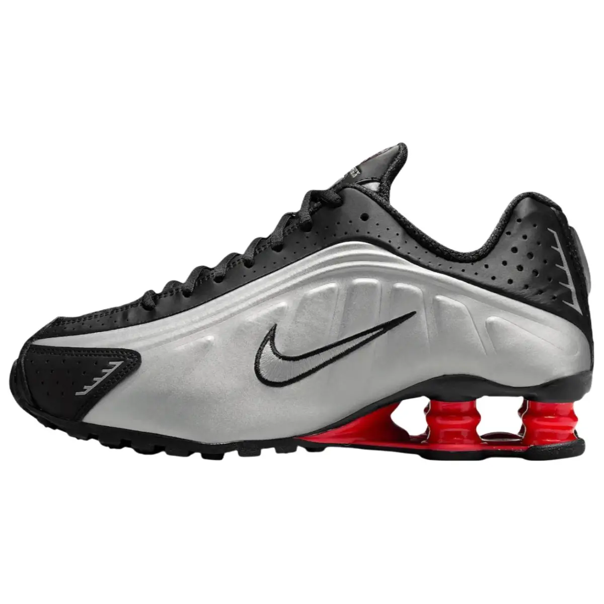 Nike Shox R4 Slip Resistant Abrasion Resistant Low top Casual Running Shoes Women's Silver Black