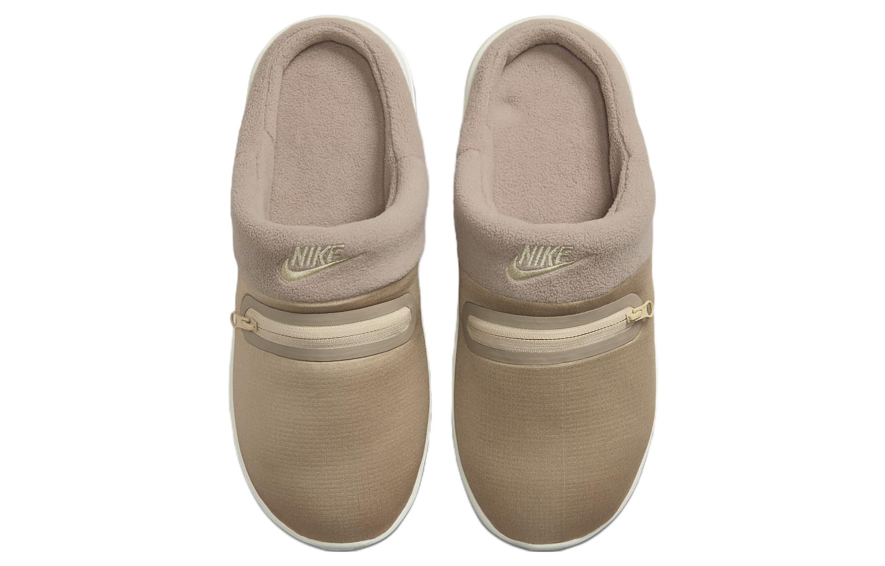 Nike Burrow Comfortable Fleece Lined Thermal Rubber Sole Slide Slippers Men's Beige