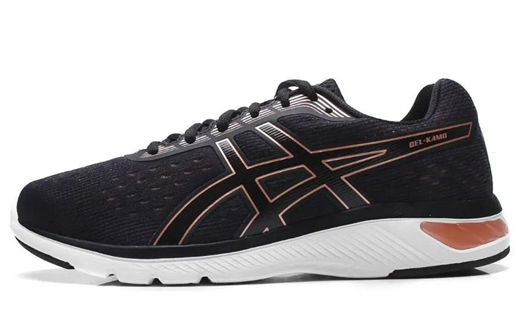 Asics Gel Kamo Lace Up Abrasion Resistant Breathable Low top Running Shoes Women's Black Gold