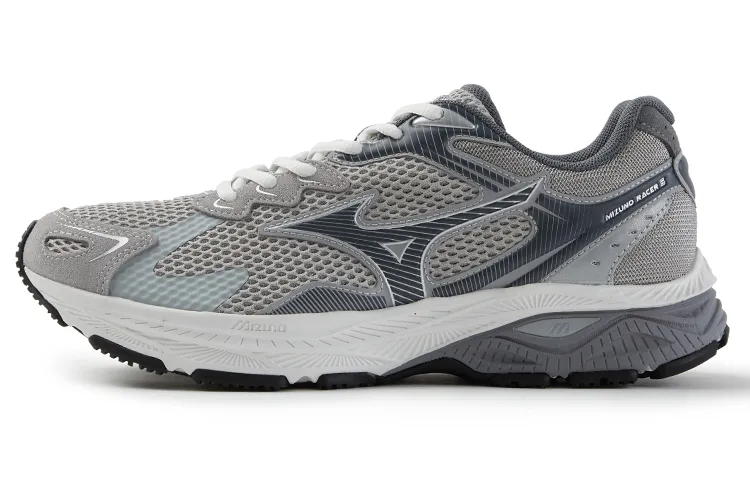 Mizuno Racer S Low top Casual Training Long Distance Running Sprint City Commuting Running Shoes Unisex Silver Gray