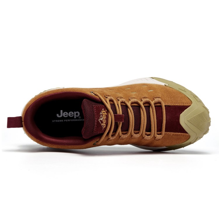 Jeep Cushioning Abrasion Resistant Breathable Lightweight Height Increasing Low top Outdoor Shoes Men’s Brown