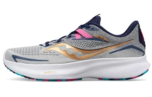 Saucony Ride 15 Fabric Cushioning Slip Resistant Abrasion Resistant Low top Running Shoes Men's Gray Blue