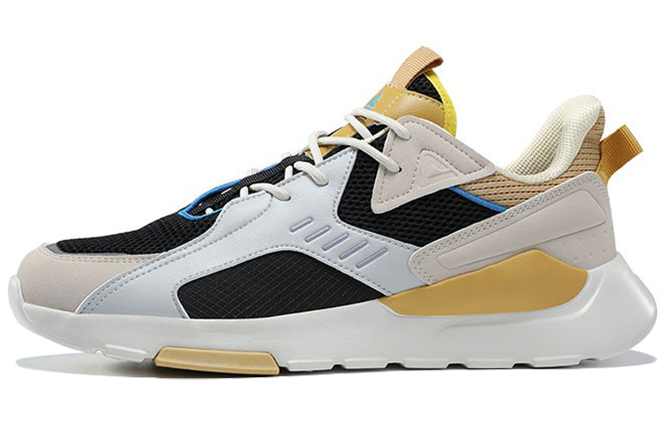 PEAK Fabric Cushioning Breathable Abrasion Resistant Slip Resistant Low top Running Shoes Men’s Light Gray Brown