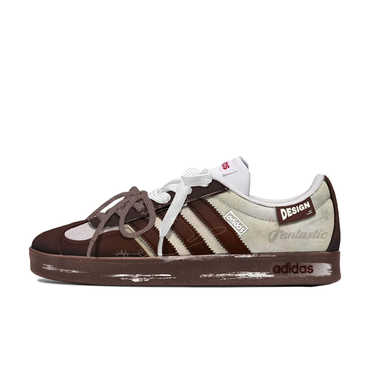 Adidas VL COURT 2.0 Silver Thread Cushioning Low top Skateboard Shoes Unisex Beige Brown