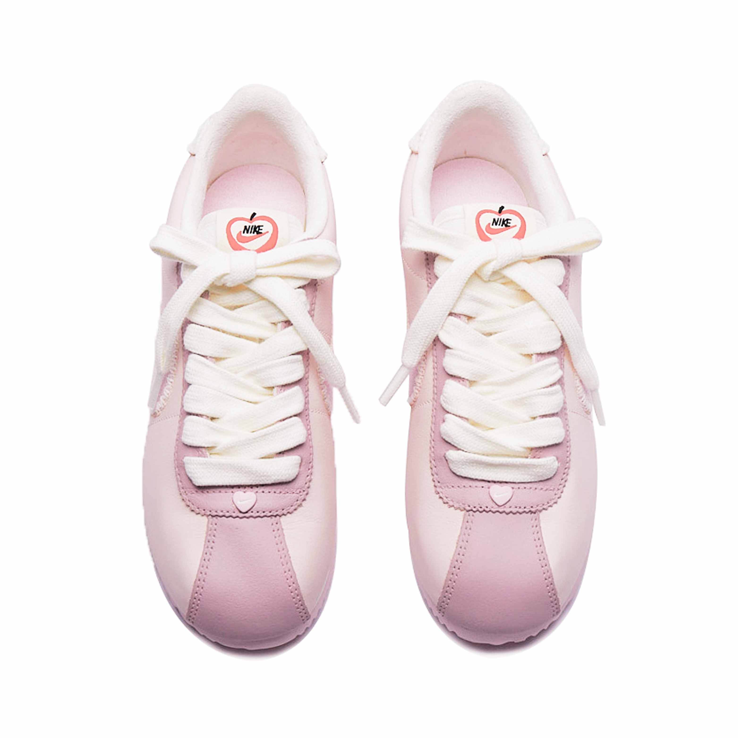 Nike Cortez Leather Slip Resistant Abrasion Resistant Low top Casual Running Shoes Women’s White Pink