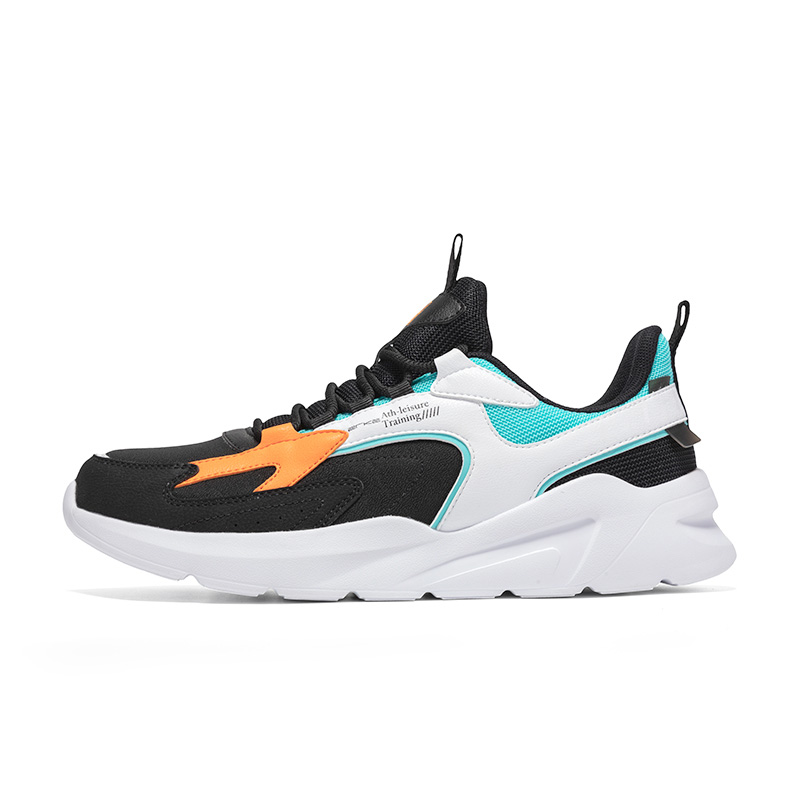 Erke Lightweight Abrasion Resistant Low top Casual Running Shoes Men’s Black White Blue