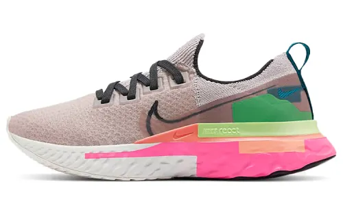 Nike React Infinity Run Flyknit 1 Sports Comfortable Cushioning Foam Color Matching Mesh Fabric TPU Shock Absorbing Wear-Resistant Breathable Low-top Casual Running Shoes Women's Light Pink