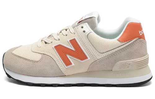 New Balance NB 574 retro letter lace mesh leather low top casual running shoes women's khaki color