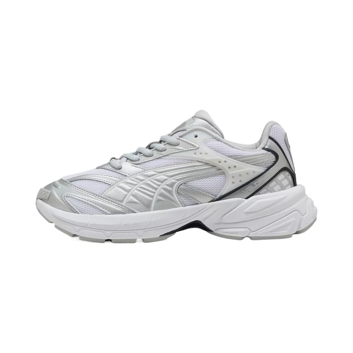 PUMA Velophasis Textile, Synthetic Leather Low top Running Shoes Unisex Silver