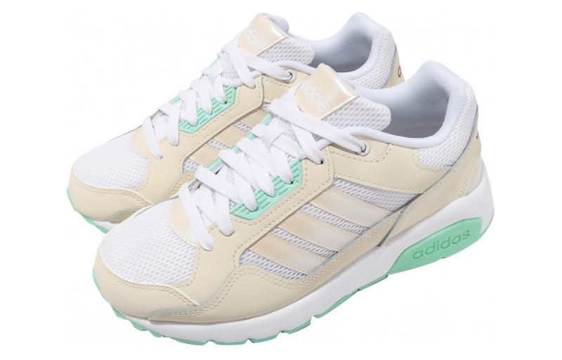 Женские кроссовки adidas neo Run9tis (бежево-бело-зеленые) — Бежевый / белый / зелёный — фото 3
