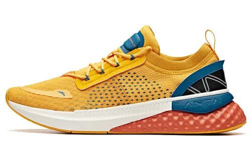 Anta Cushioning Lightweight Cushioning Lightweight Low top Running Shoes Men's Yellow Blue White