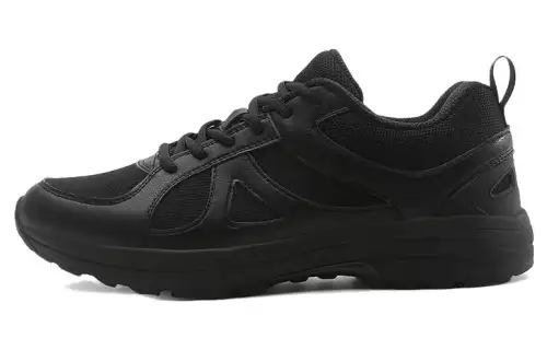 PEAK Textile, Synthetic Leather Slip Resistant Abrasion Resistant Low top Running Shoes Men's Black