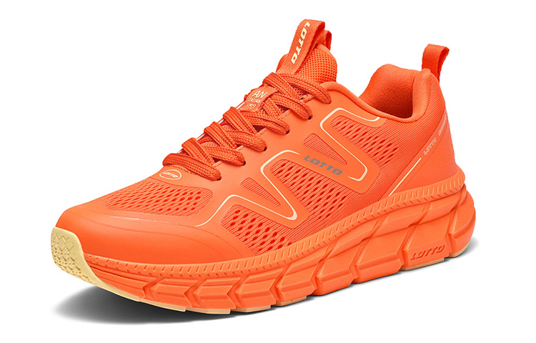 LOTTO Fabric Slip Resistant Low top Marathon Running Shoes Men’s Neon Orange/Neon Yellow