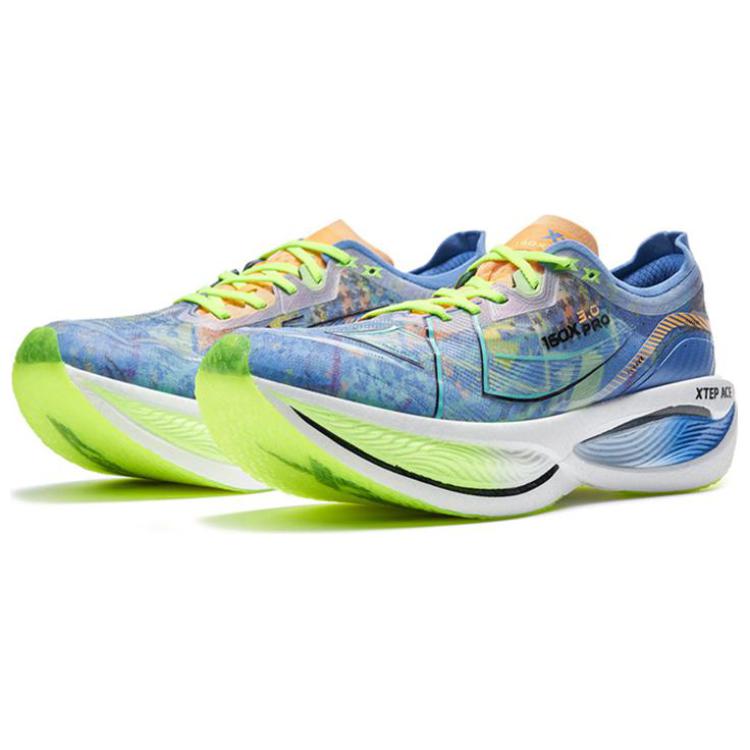 XTEP 160X 3.0 Pro Cushioning Slip Resistant Abrasion Resistant Low top Running Shoes Men’s Blue Green Orange
