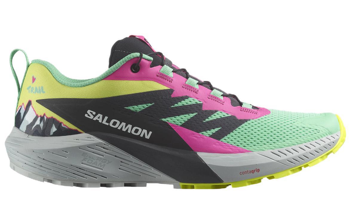 SALOMON Sense Ride 5 Sports Non Slip And Waterproof Low top Running Shoes Unisex Green Pink