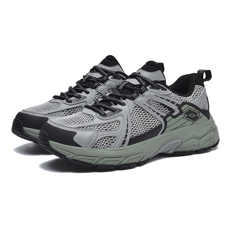 LOTTO Pace Quest 2 Mesh Cushioning Slip Resistant Abrasion Resistant Low top Running Shoes Men’s Gray Green