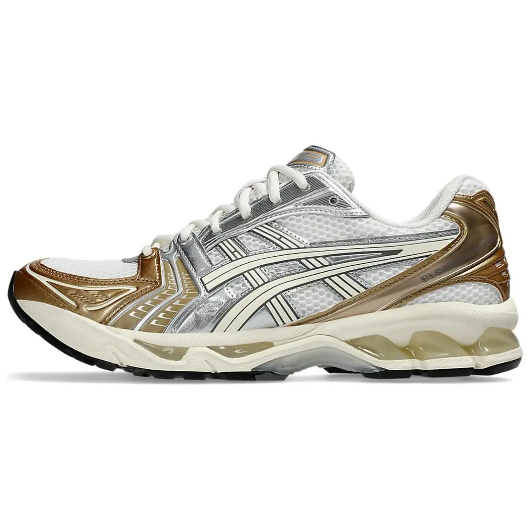 ASICS Gel Kayano 14 Running Shoes Unisex Low Top Gold Silver White