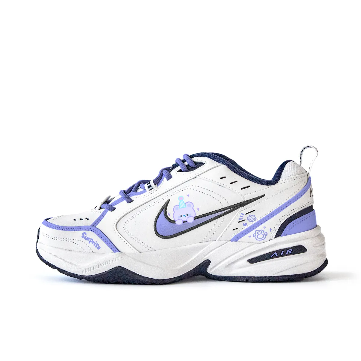 Nike Air Monarch 4 Slip Resistant Abrasion Resistant Low top Chunky Sneakers Unisex White Purple