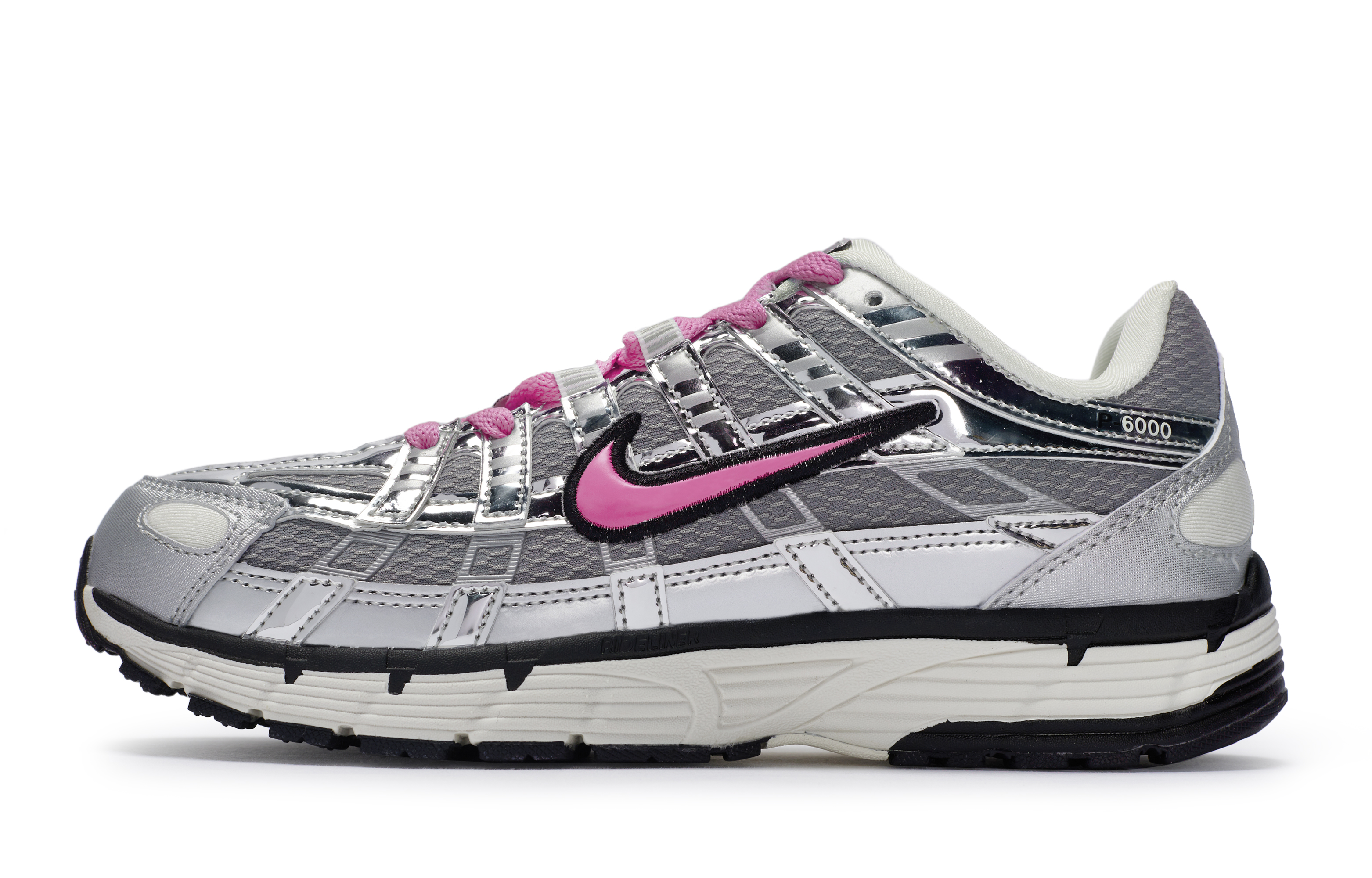 Nike P 6000 Slip Resistant, Abrasion Resistant, Breathable Low top Running Shoes Unisex Silver Gray Rose Red