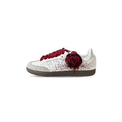 Adidas Originals SAMBA OG Slip Resistant Abrasion Resistant Low top Skateboard Shoes Unisex Silver Red