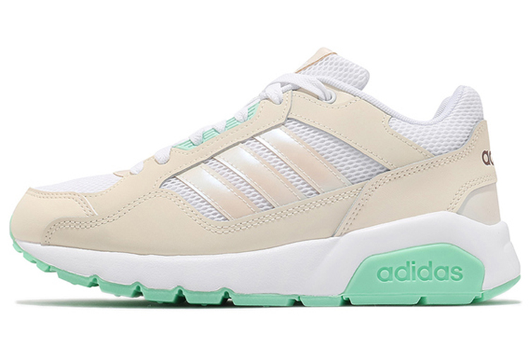 Женские кроссовки adidas neo Run9tis (бежево-бело-зеленые)