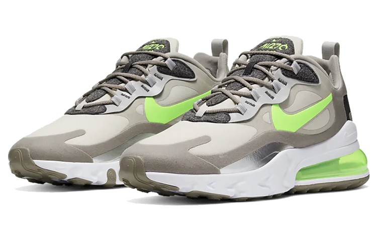 Кроссовки Nike Air Max 270 React Bauhaus (каркисный) — 白色/金属银/电子绿 — фото 3