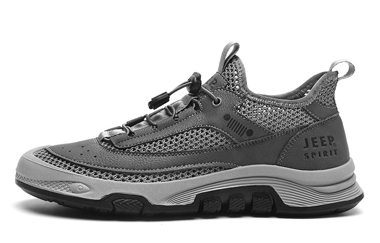 JEEP SPIRIT Height Increasing Abrasion Resistant Lightweight Slip Resistant Low top Outdoor Shoes Men's Climbing Gray