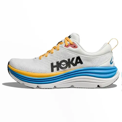 HOKA ONE ONE Gaviota 5 Comfortable Cushioning Abrasion Resistant Low top Running Shoes Women's White Blue Yellow