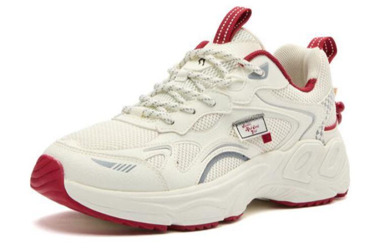QIAODAN Cherry Shoes Running Shoes Women’s Low Top White Red