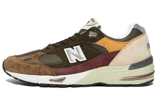 New Balance NB 991 Desaturated Pack British-made fabric shock-absorbing breathable low-top running shoes men's brown green yellow